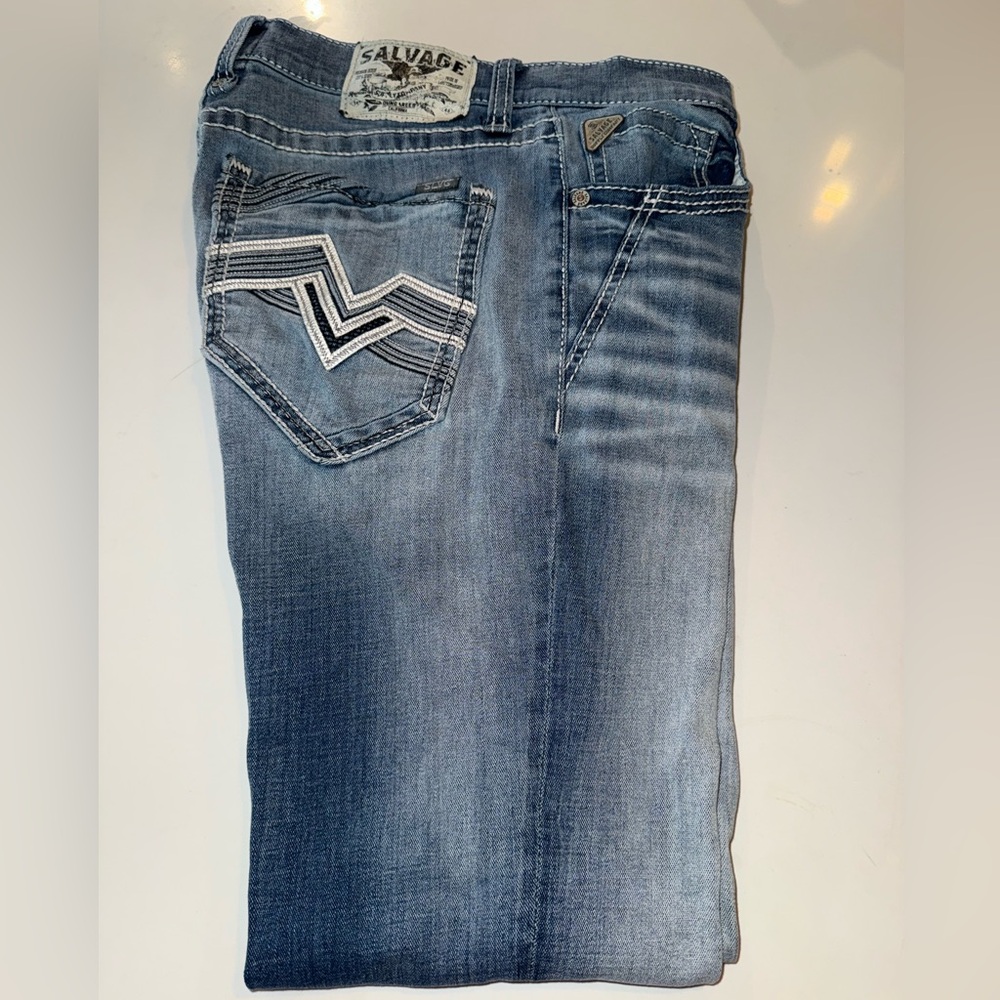 Salvage Light Blue Denim with Embroidered Detail